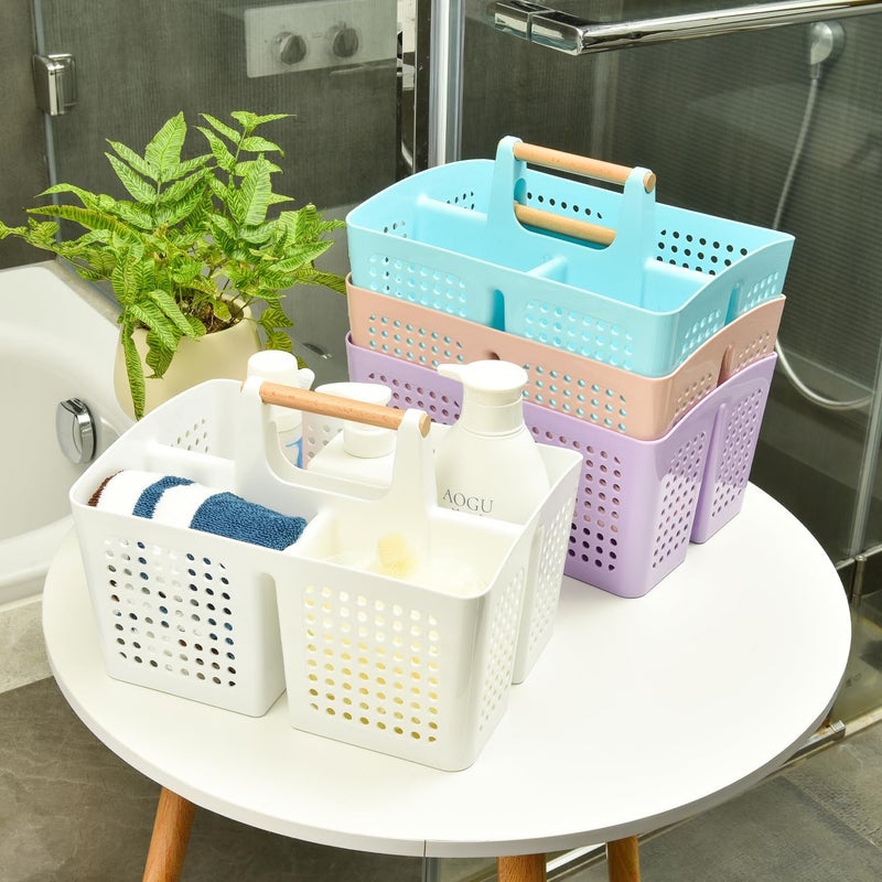 PAKCHOICE Portable Shower Caddy Basket with Compartments, Plastic Divided Cleaning Caddy Organizer Storage Tote with Handle for Bathroom, College, Dorm Room Essentials, Purple - Image 5